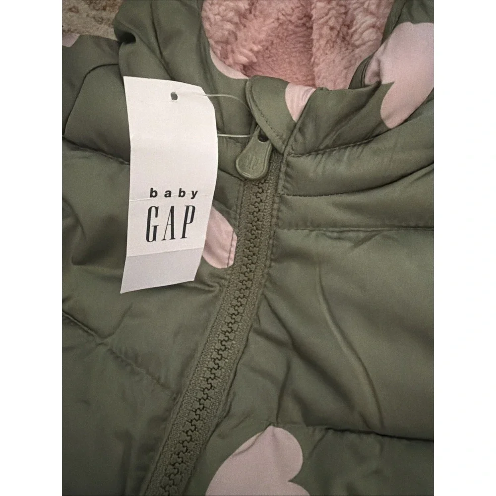 Gap baby girls cold control puffer jacket pink hearts #babygirlsjacket 12-18 Mo